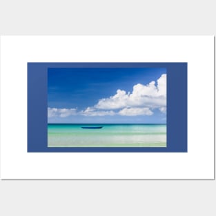 Fisher boat and calm clear turquoise water Posters and Art